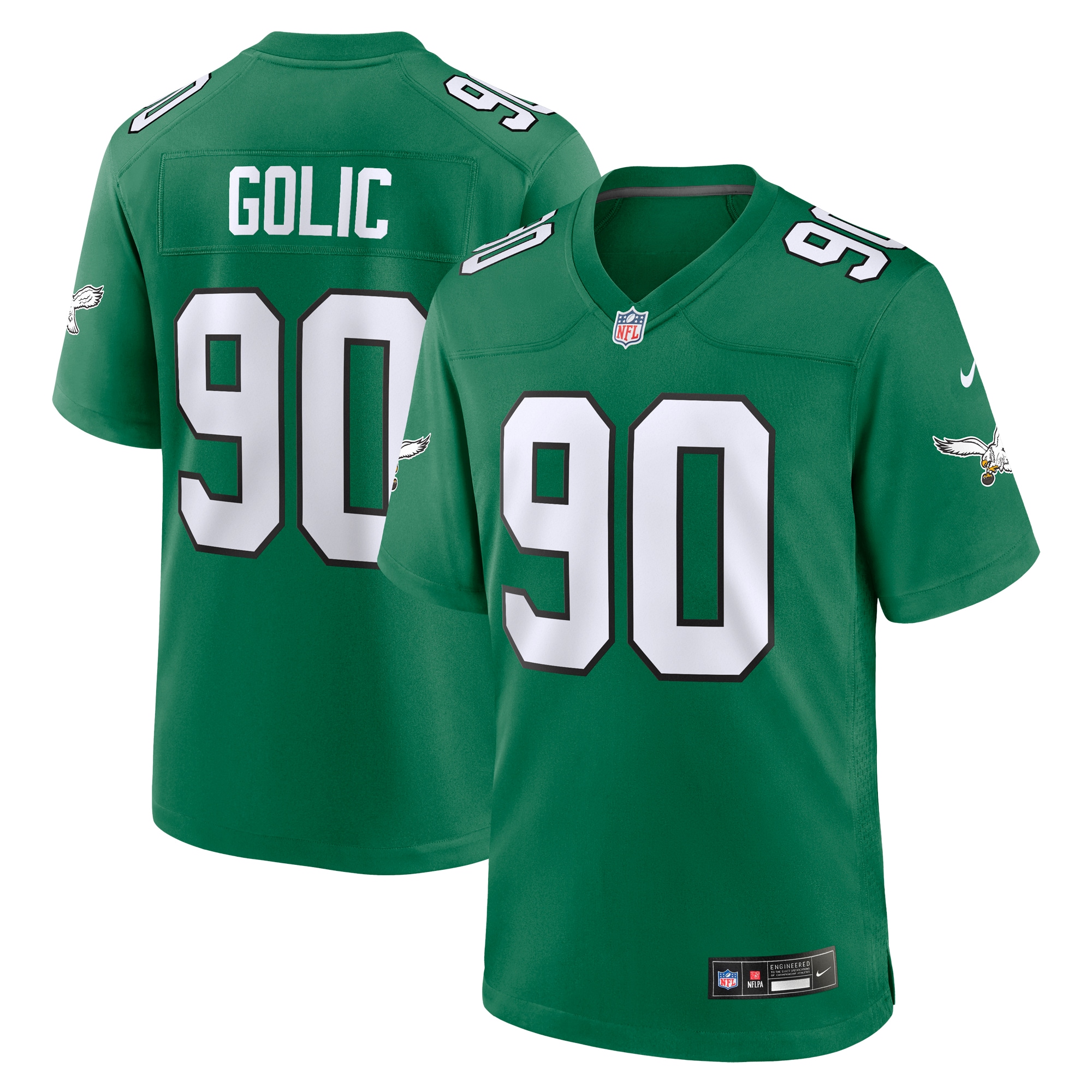 Philadelphia Eagles Mike Golic Kelly Green Alternate Game NFL Jersey Men's