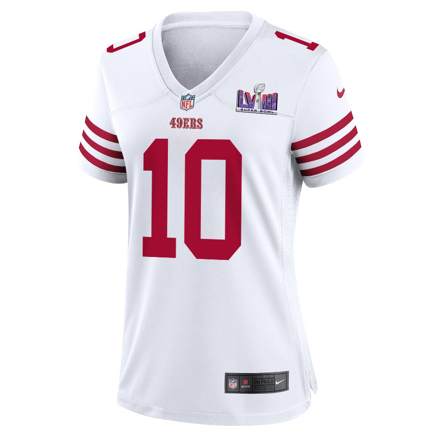 Ronnie Bell 10 San Francisco 49ers Super Bowl LVIII Patch Game White NFL Jersey Women's