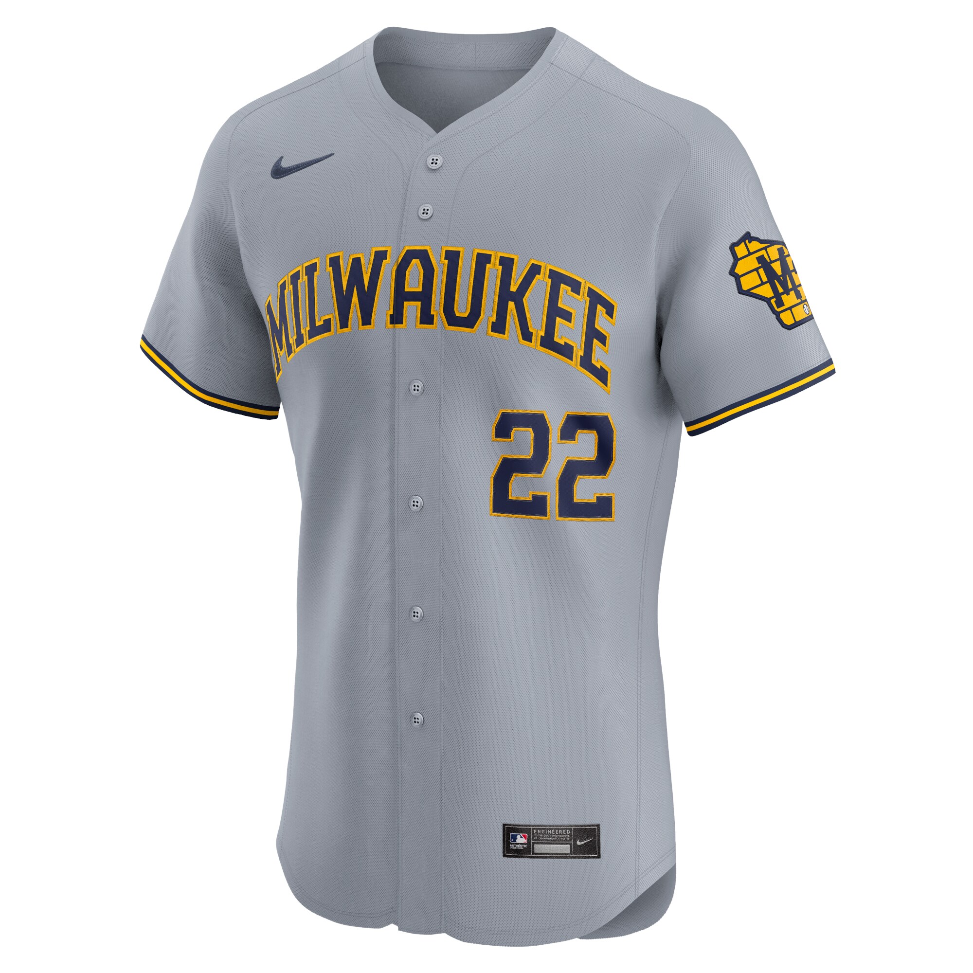 Milwaukee Brewers Christian Yelich Gray Road Elite Player MLB Jersey Men's