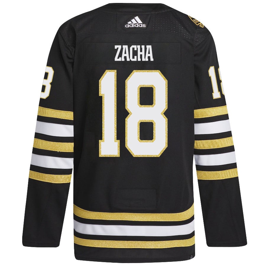 Pavel Zacha 18 Boston Bruins 2024 Playoffs Patch Home Black NHL Jersey Men's