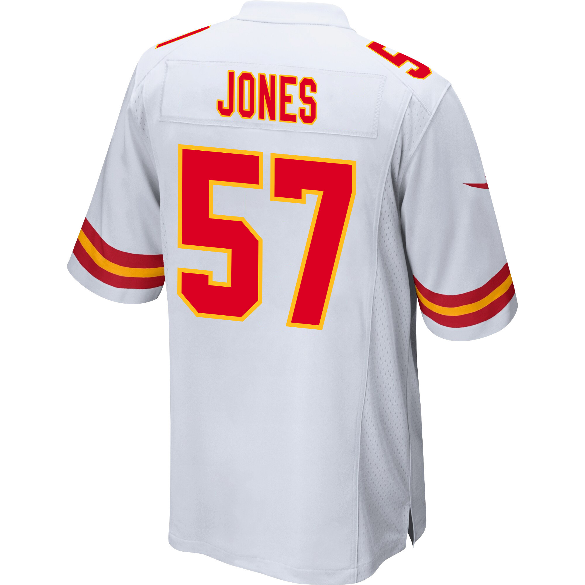 Truman Jones 57 Kansas City Chiefs Super Bowl LVIII Patch Game White NFL Jersey Men's