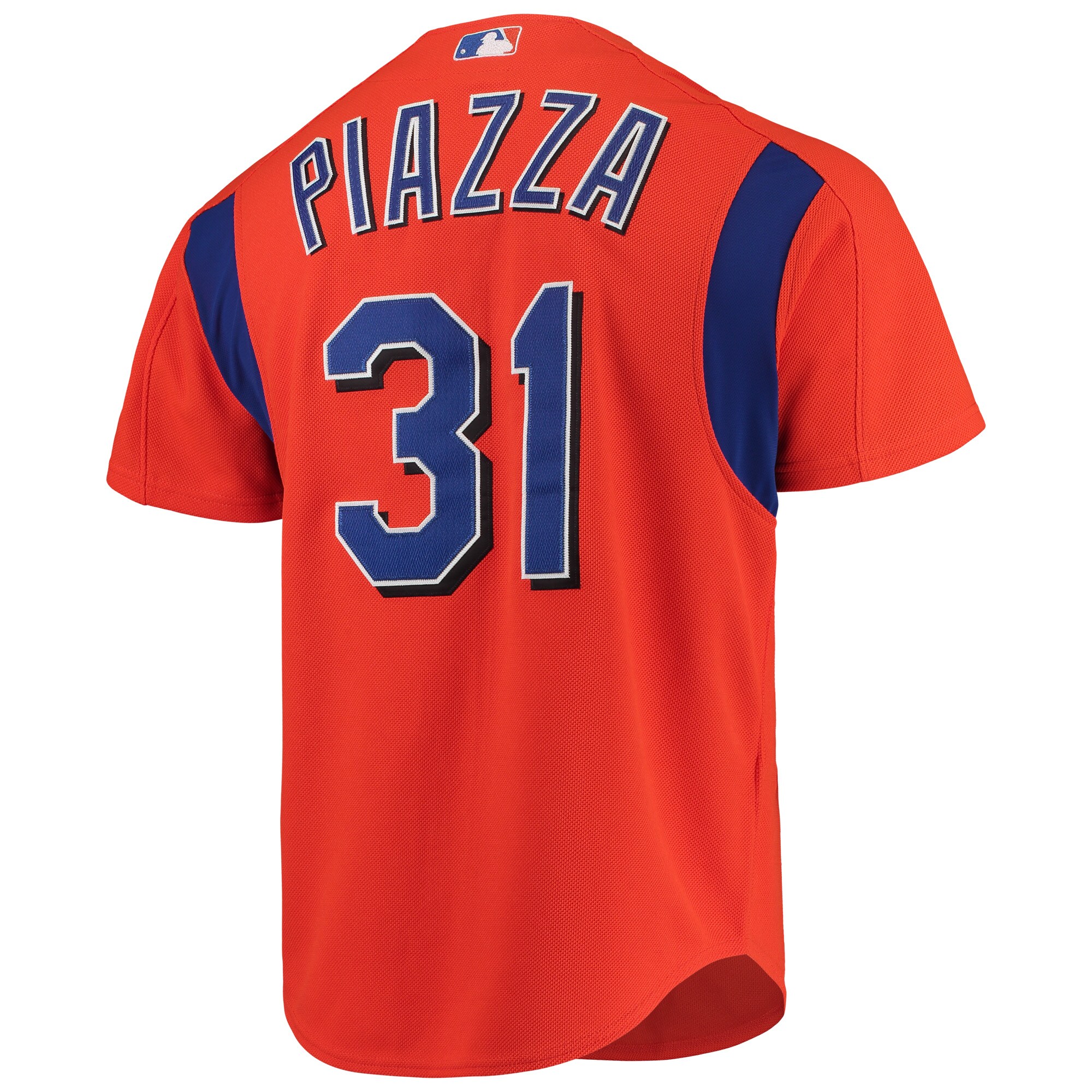 New York Mets Mike Piazza Mitchell Ness Orange Cooperstown Collection Mesh Batting Practice Button-Up MLB Jersey Men's