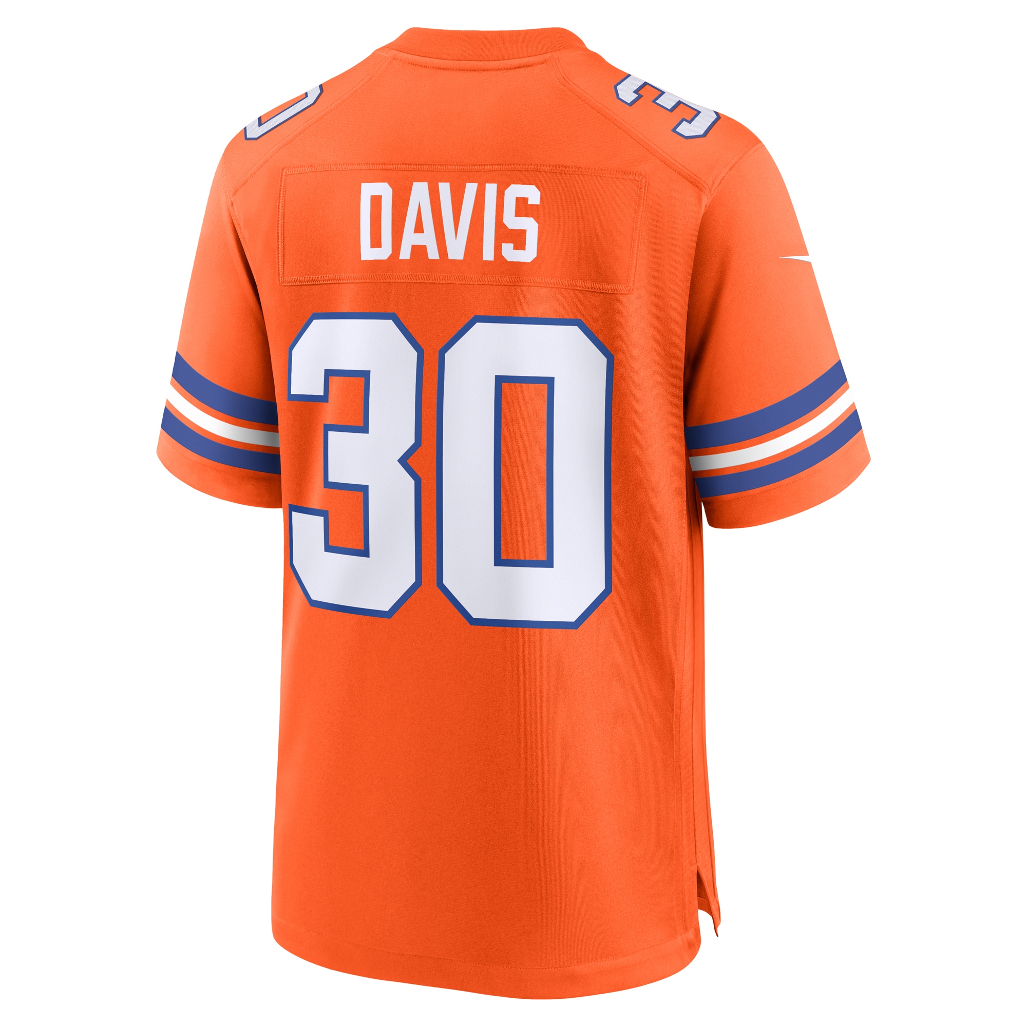 Denver Broncos Terrell Davis Orange Mile High Collection 1977 Throwback Retired Player Game NFL Jersey Men's