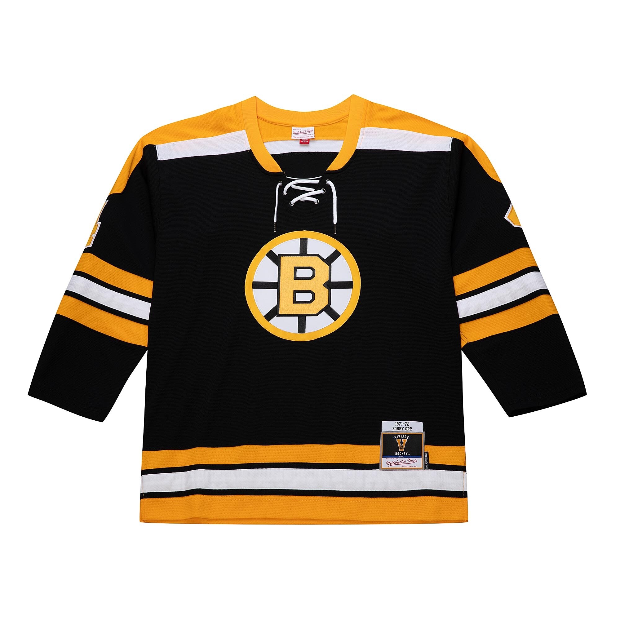 Boston Bruins Bobby Orr Mitchell Ness Black Big Tall 1971/72 Blue Line 2.0 NHL Jersey Men's