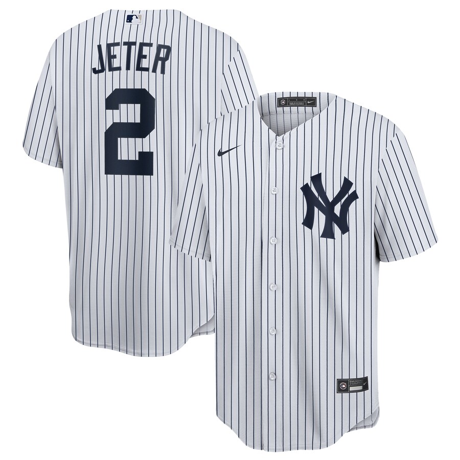 Derek Jeter New York Yankees Home Player Name Jersey White/Navy