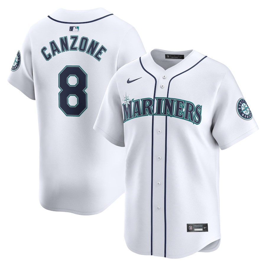 Dominic Canzone 8 Seattle Mariners Home Limited Player White MLB Jersey Men's