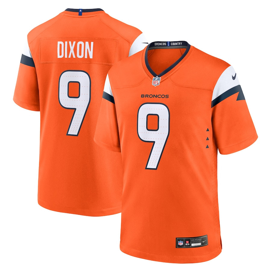 Riley Dixon 9 Denver Broncos Team Game Orange NFL Jersey Men's