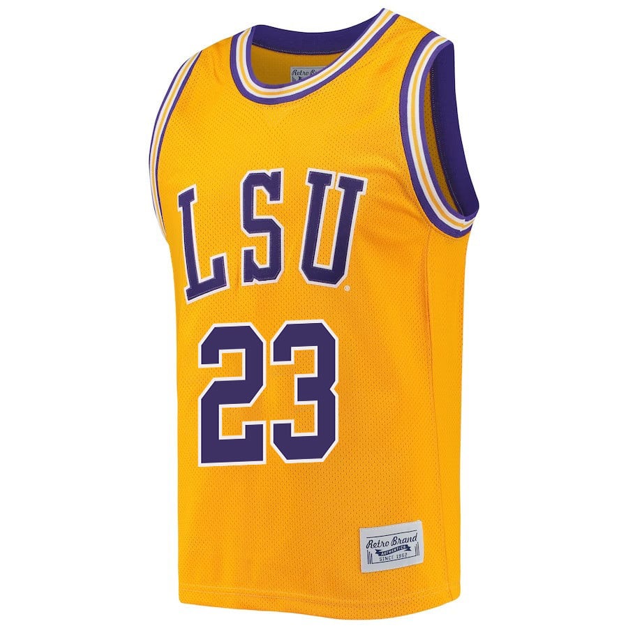 Amani Bartlett 23 LSU Tigers 2023 Retro- Gold NCAA Jersey Men's