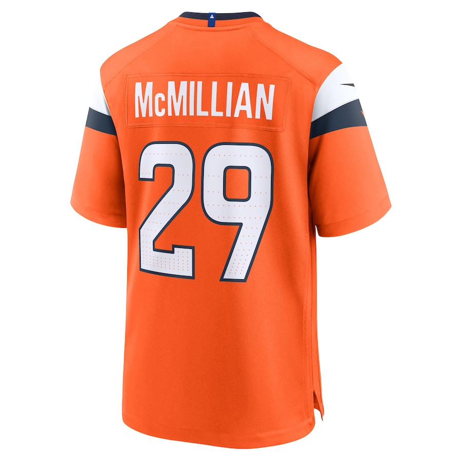 Ja'Quan McMillian 29 Denver Broncos Team Game Orange NFL Jersey Men's