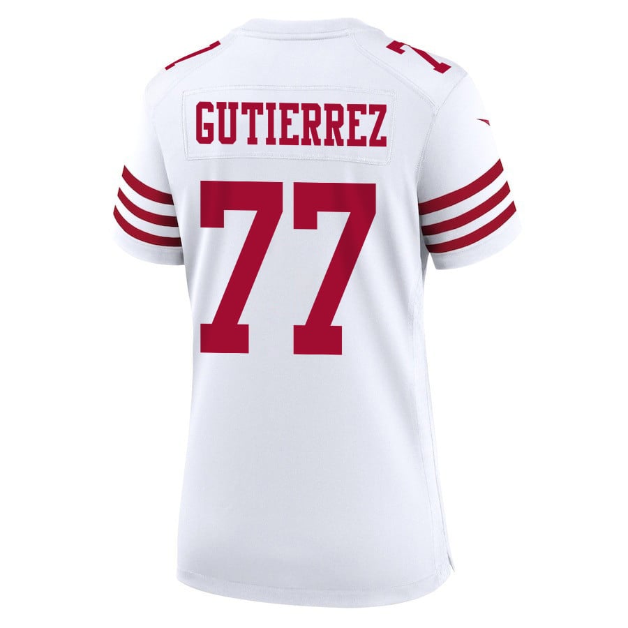 Alfredo Gutierrez 77 San Francisco 49ers Super Bowl LVIII Patch Game White NFL Jersey Women's