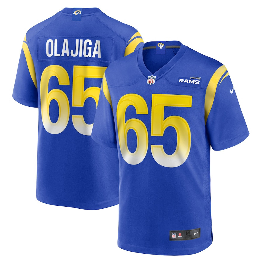David Olajiga 65 Los Angeles Rams Game Royal NFL Jersey Men's