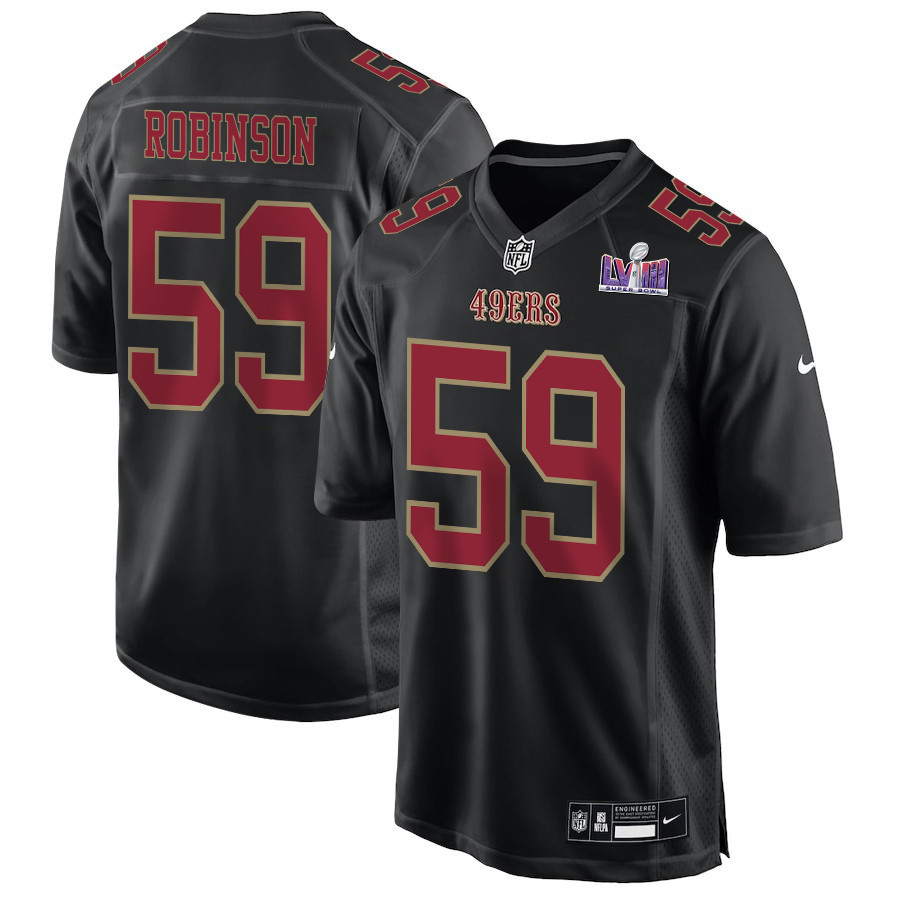 Curtis Robinson 59 San Francisco 49ers Super Bowl LVIII Patch Fashion Game Carbon Black NFL Jersey Men's