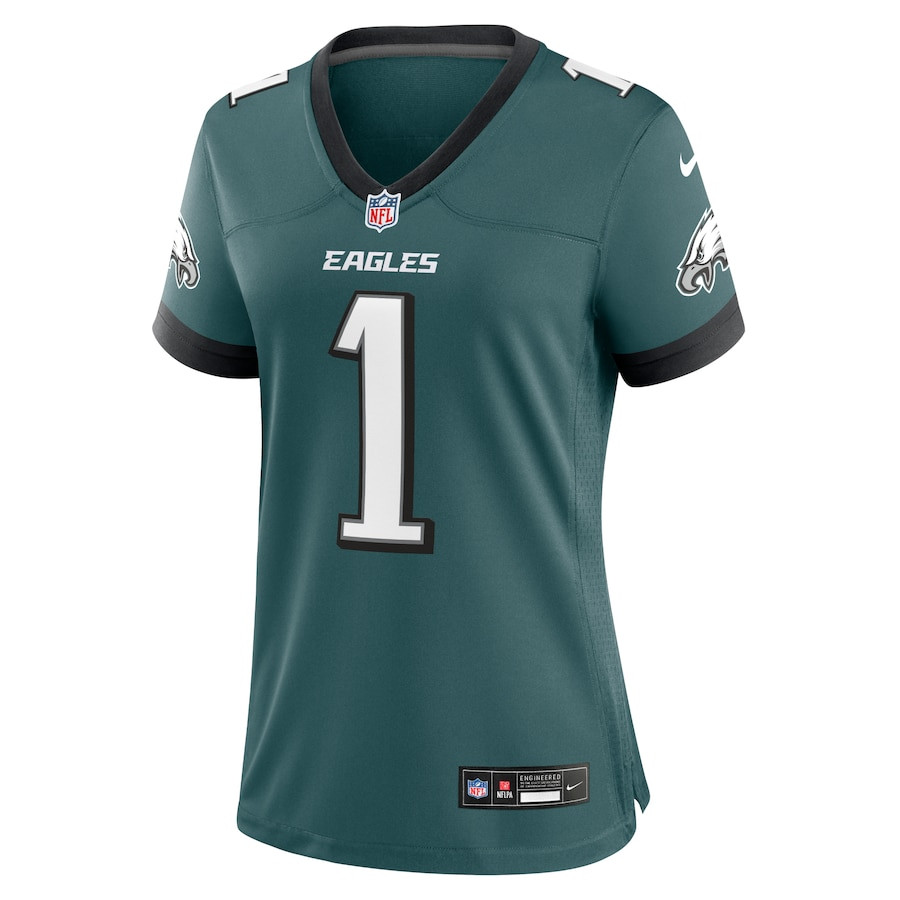 Jalen Hurts 1 Philadelphia Eagles Game Midnight Green NFL Jersey Women's