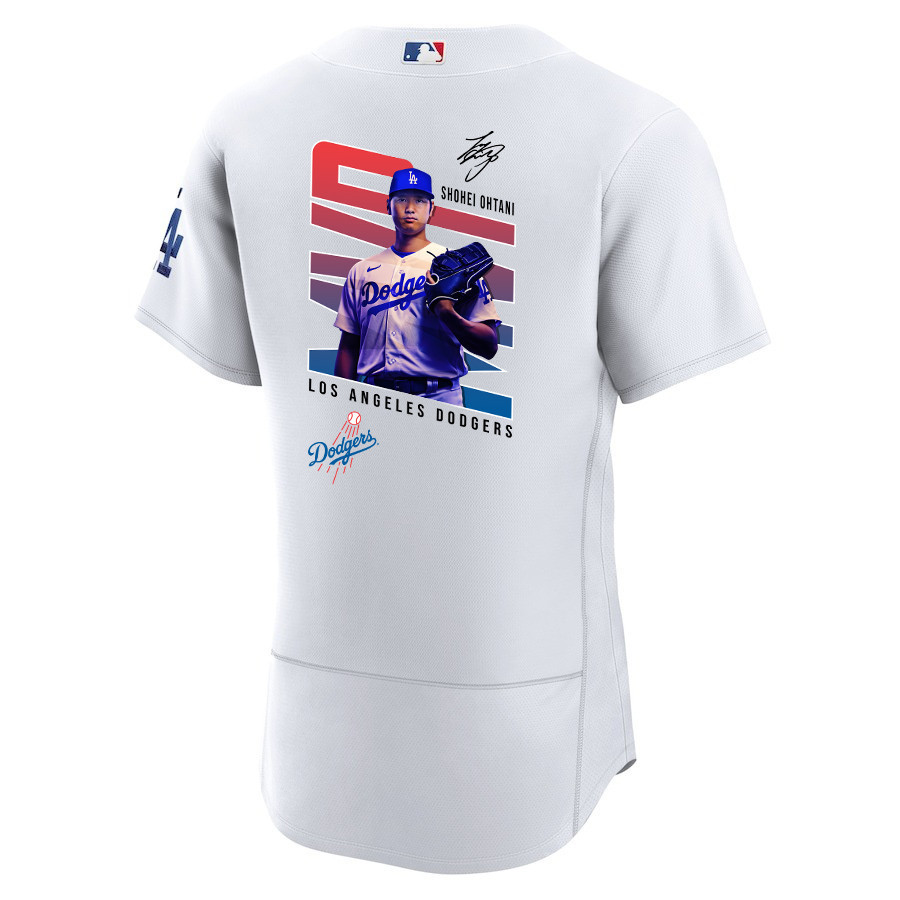 Shohei Ohtani 17 Los Angeles Dodgers Signed MVP 2023 Home ELITE White MLB Jersey Men's