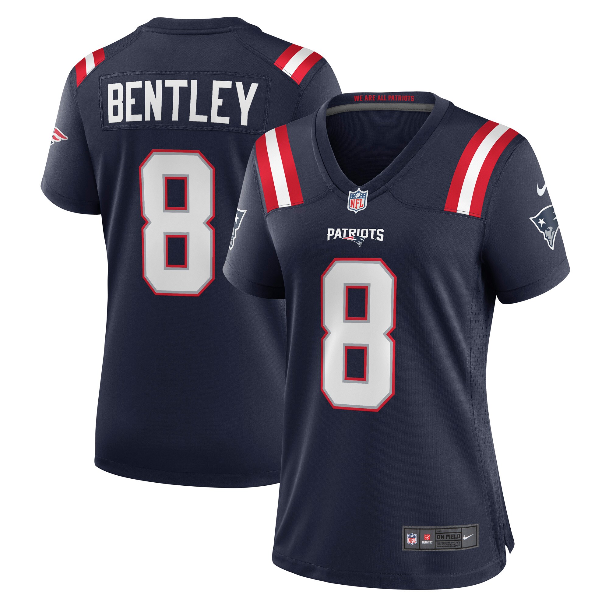 New England Patriots Ja'Whaun Bentley Navy Game Player NFL Jersey Women's