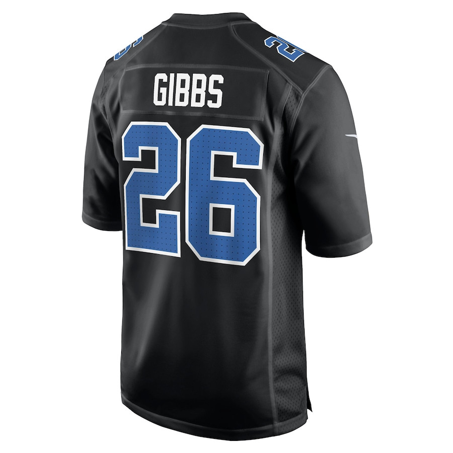 Jahmyr Gibbs 26 Detroit Lions Fashion Carbon Black NFL Jersey Men's