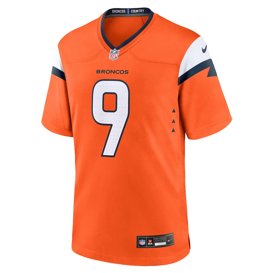 Riley Dixon 9 Denver Broncos Team Game Orange NFL Jersey Men's