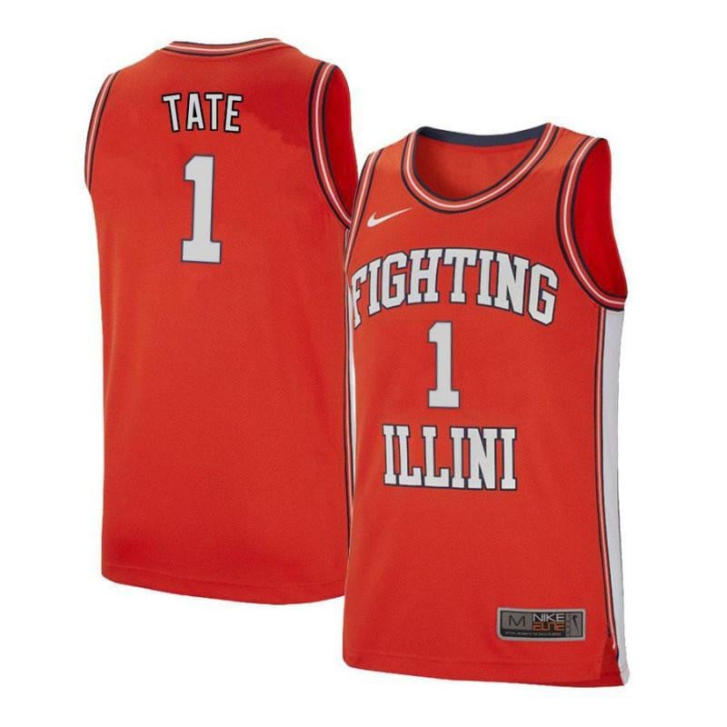 1 Jaylon Tate Orange Retro Elite Illinois Fighting Illini NCAA Jersey Men's