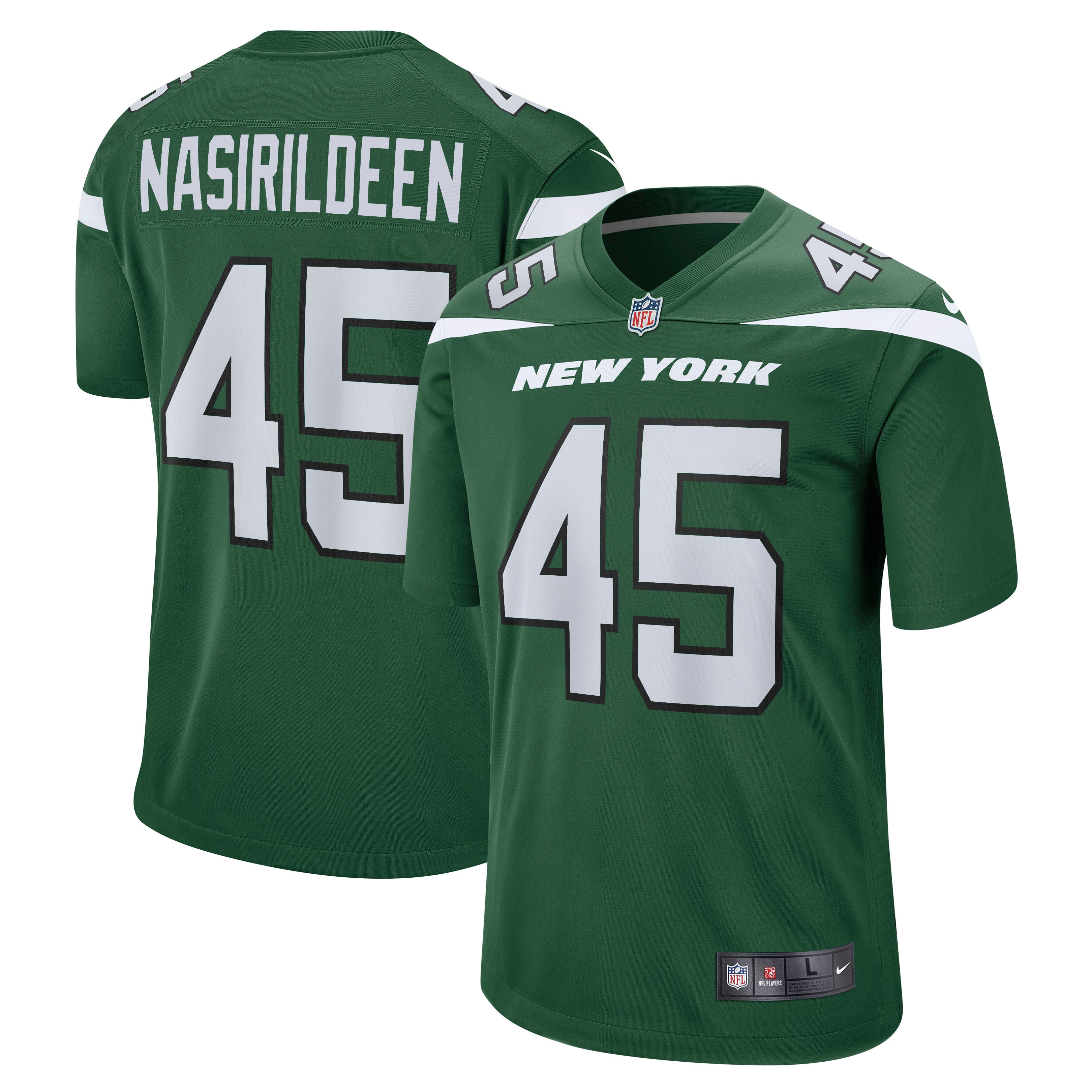 New York Jets Hamsah Nasirildeen Gotham Green Game NFL Jersey Men's