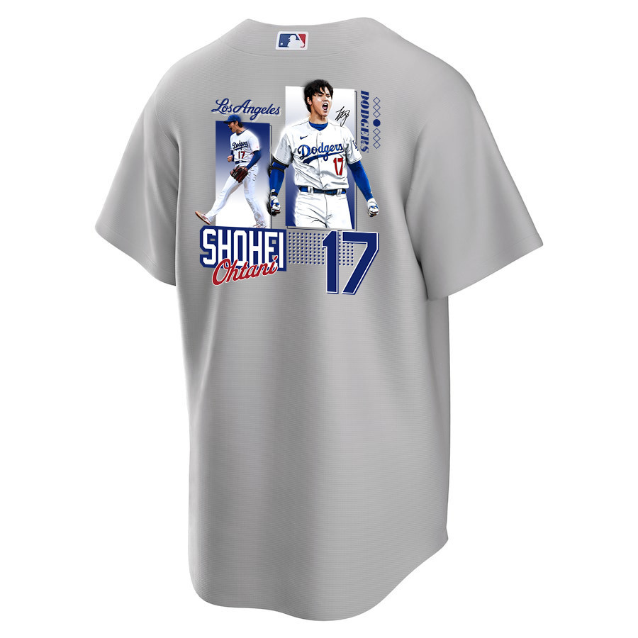 Shohei Ohtani 17 Los Angeles Dodgers Signed Welcome To The Sho Gray MLB Jersey Men's