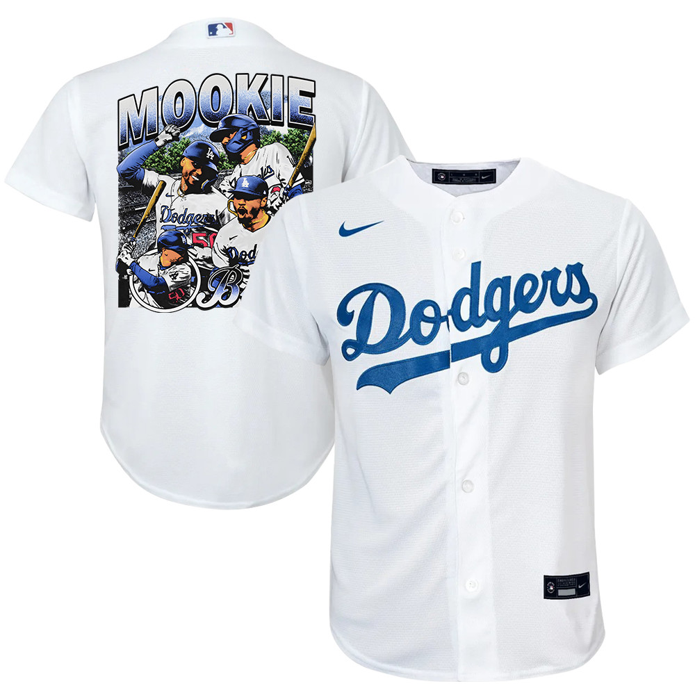 Mookie Betts 50 Los Angeles Dodgers Stadium 2023 Home Player White MLB Jersey Youth