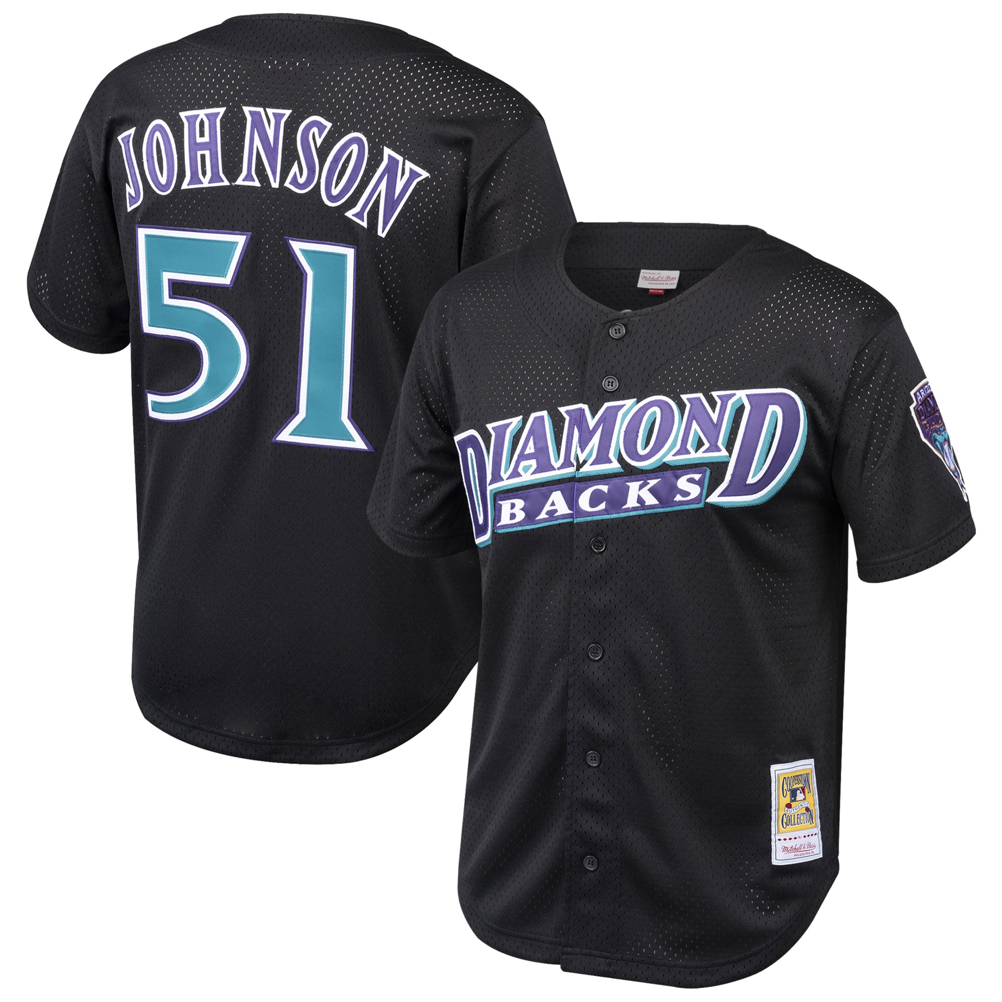 Arizona Diamondbacks Randy Johnson Mitchell Ness Black Cooperstown Collection Mesh Batting Practice MLB Jersey Youth