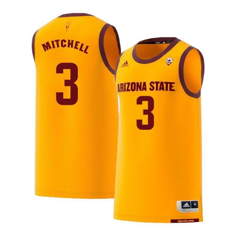 3 Mickey Mitchell Yellow Retro Arizona State Sun Devils NCAA Jersey Men's