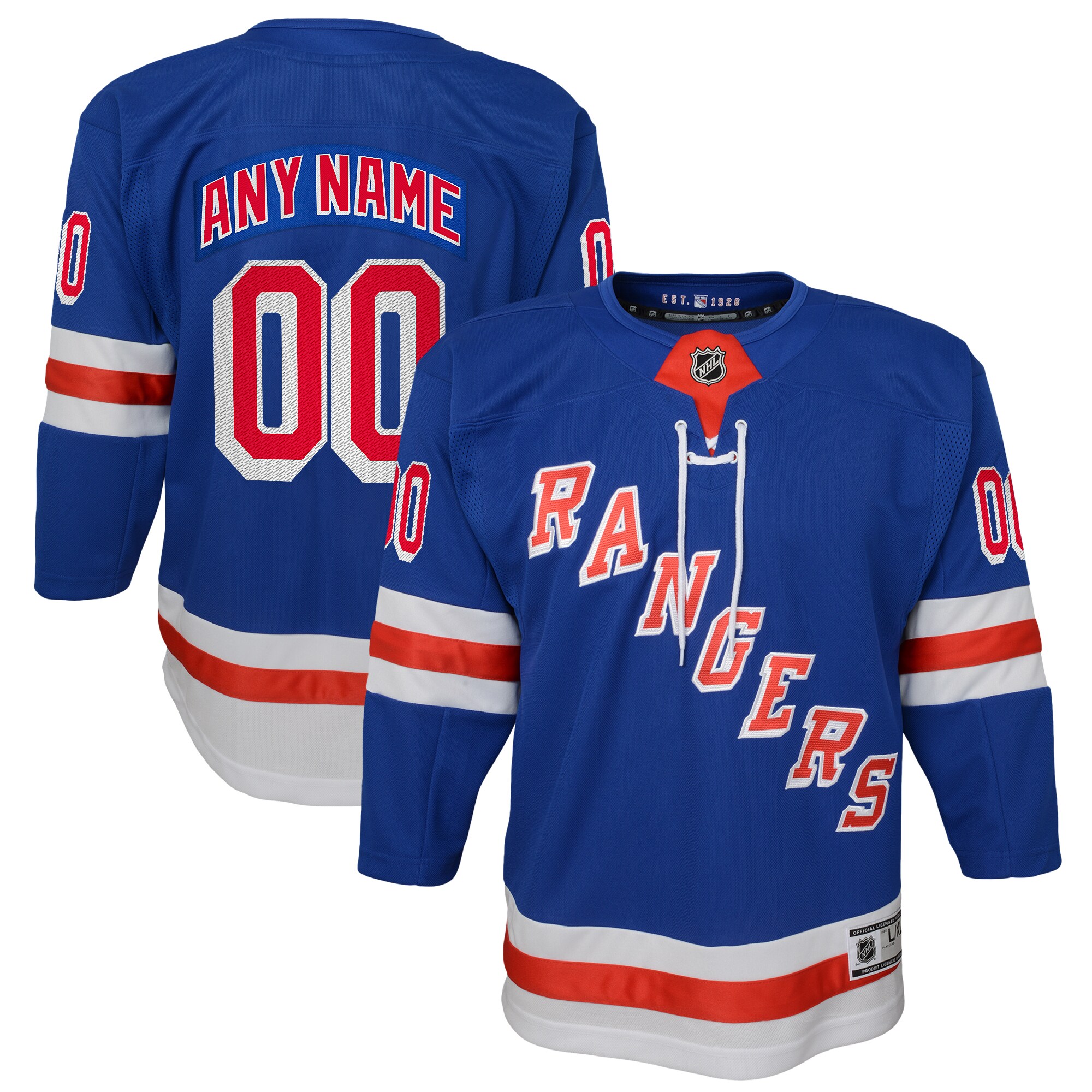 New York Rangers Blue Home Premier Custom NHL Jersey Youth