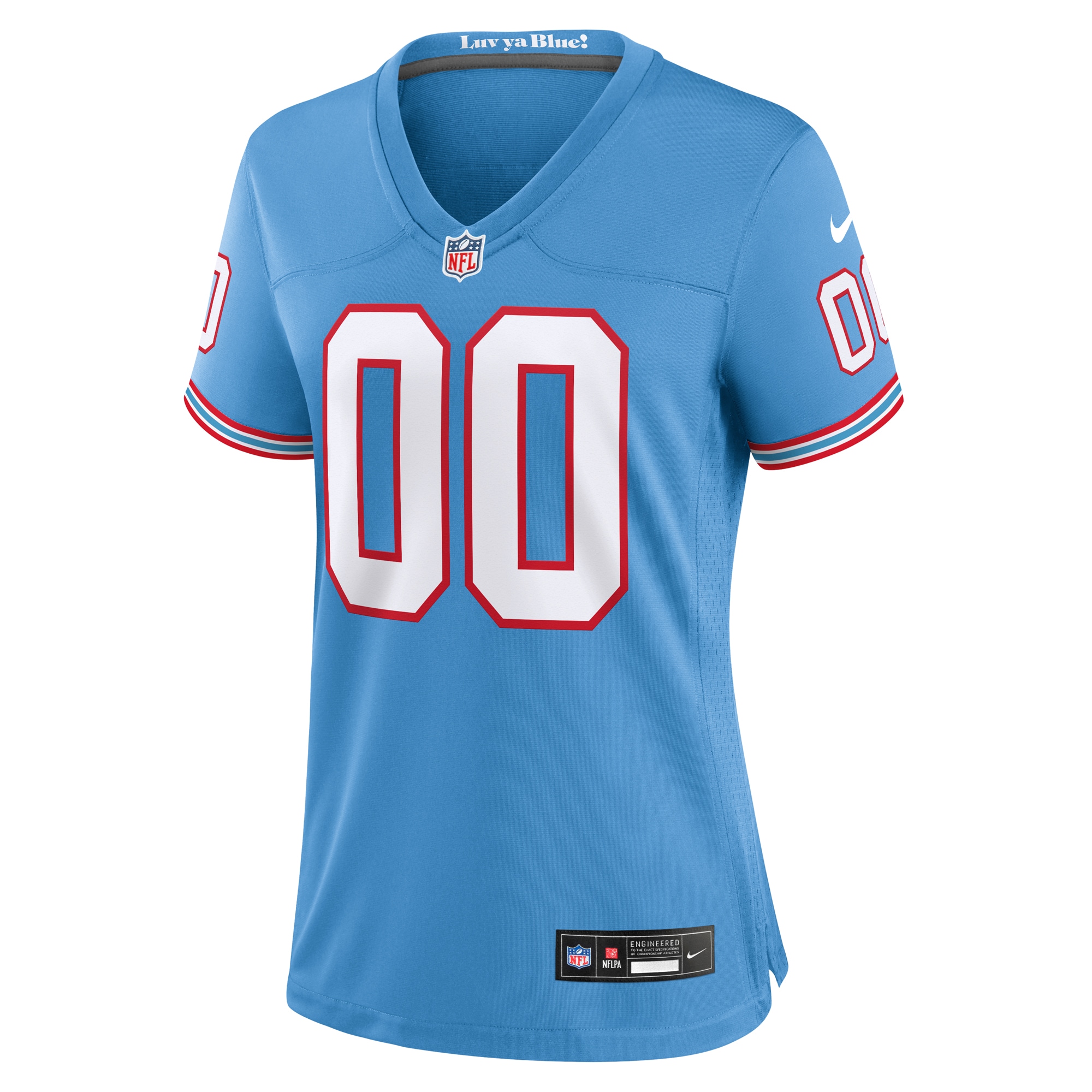 Tennessee Titans Light Blue Oilers Throwback Custom Game NFL Jersey Women's
