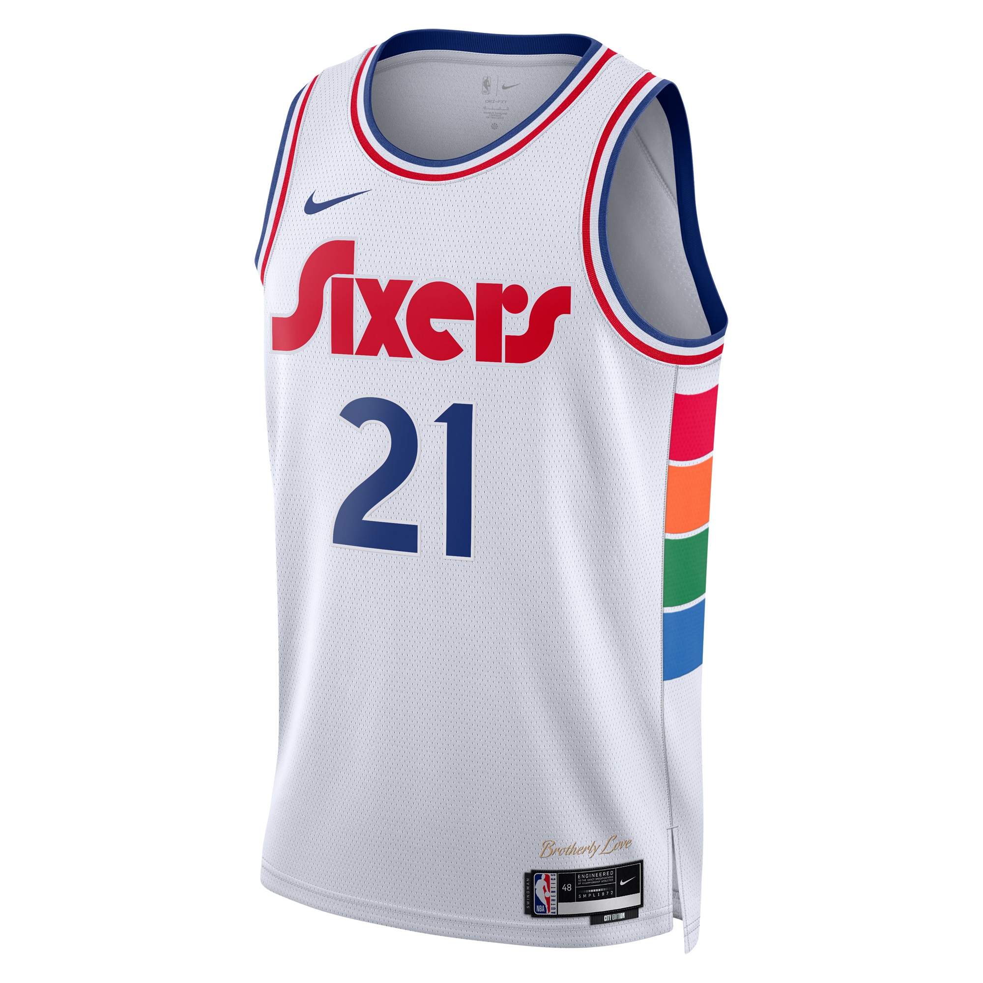 Camiseta City Edition Swingman de los Philadelphia 76ers 2024 Blanca Joel Embii Unisex NBA Jersey Unisex