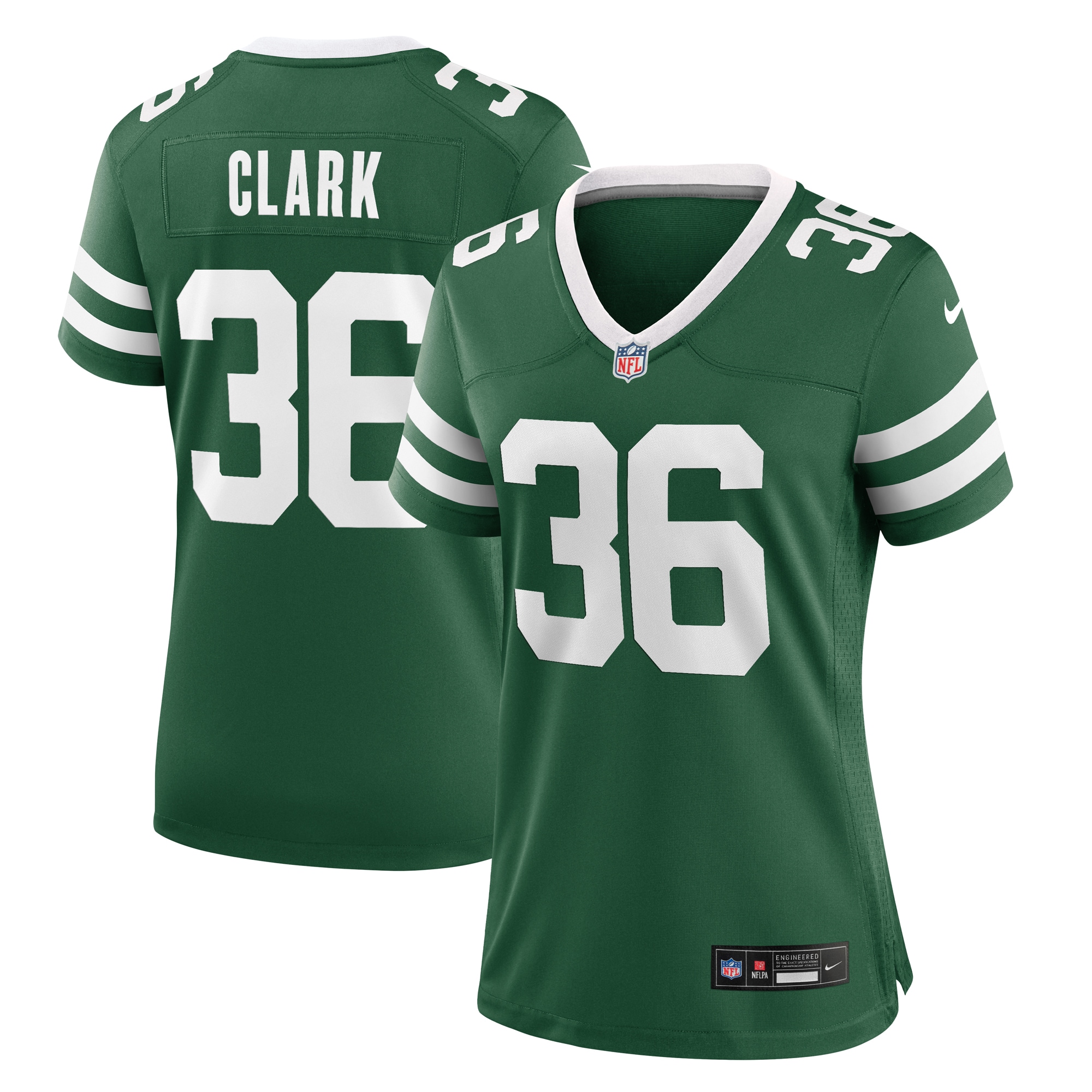 New York Jets Chuck Clark Legacy Green Team Game NFL Jersey Women's