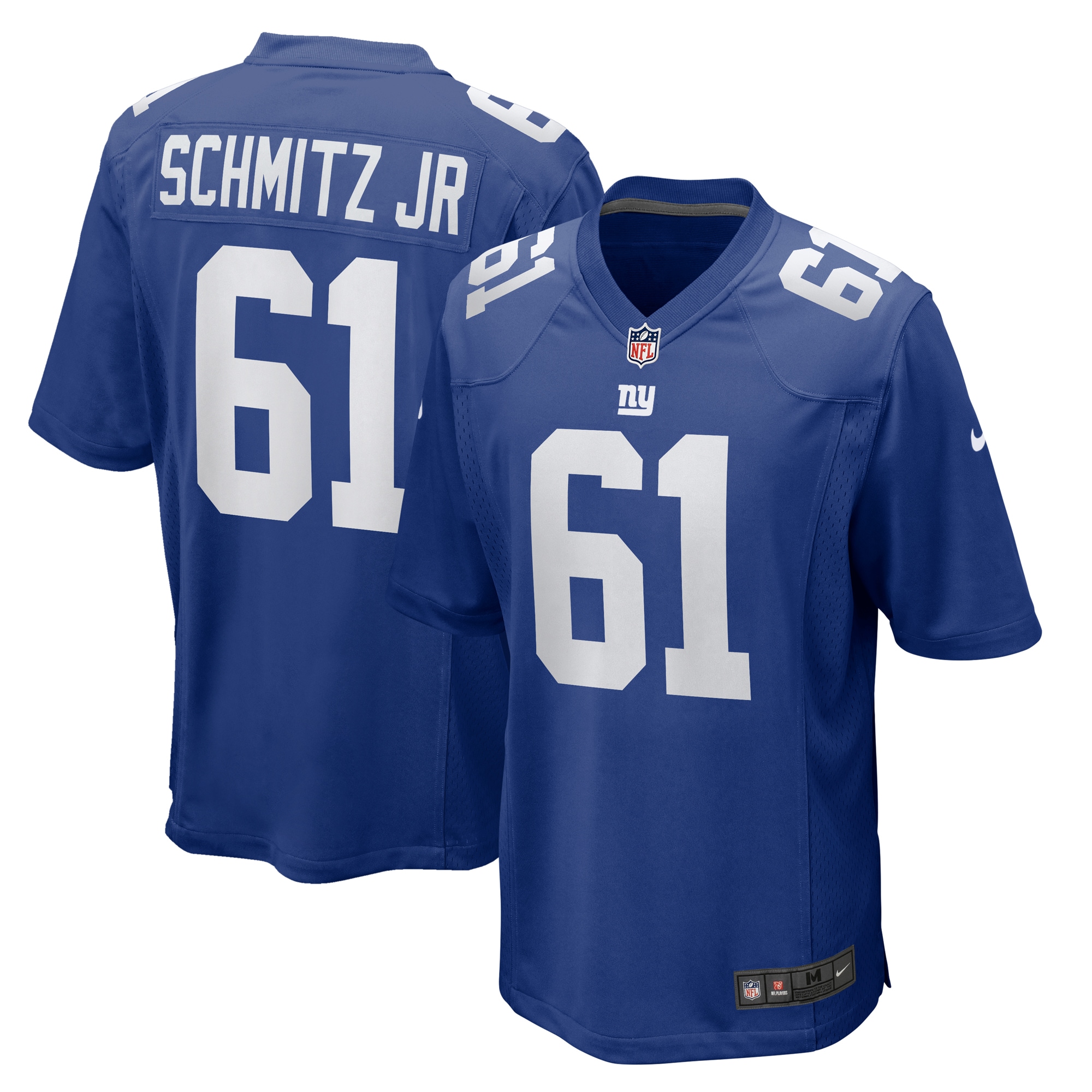 New York Giants John Michael Schmitz Jr. Royal Team Game NFL Jersey Men's