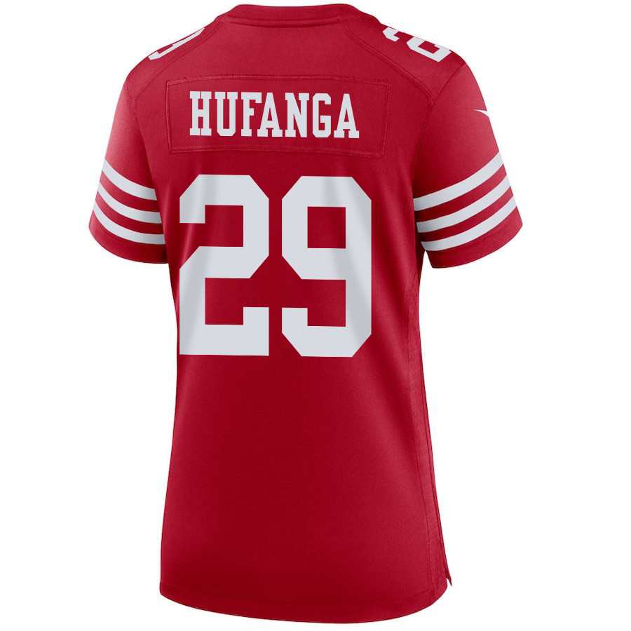 Talanoa Hufanga 29 San Francisco 49ers Super Bowl LVIII Patch Game Scarlet NFL Jersey Women's