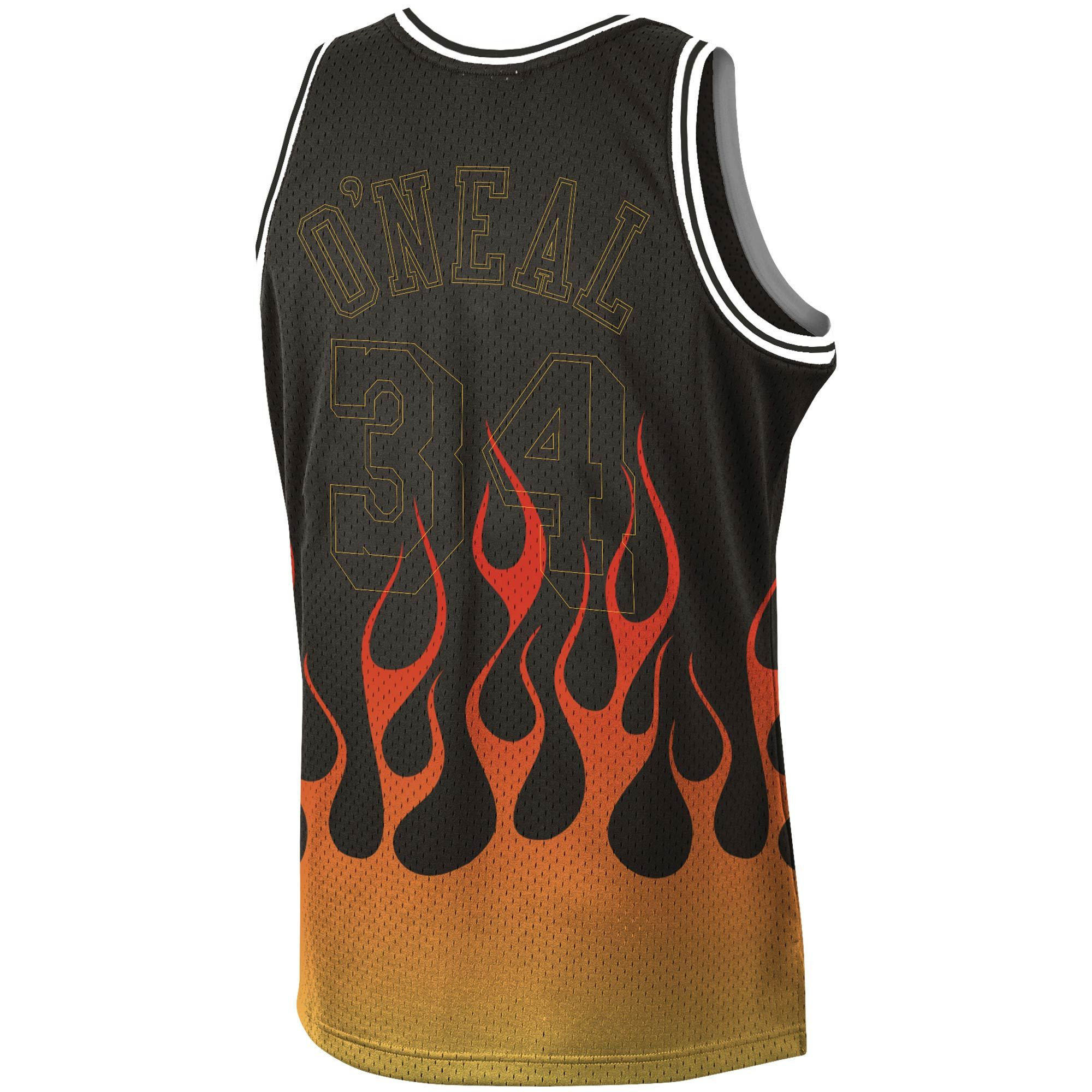 Shaquille O'neal Los Angeles Lakers Mitchell Ness 1996-97 Hardwood Classics Flames Swingman Black NBA Jersey Men's