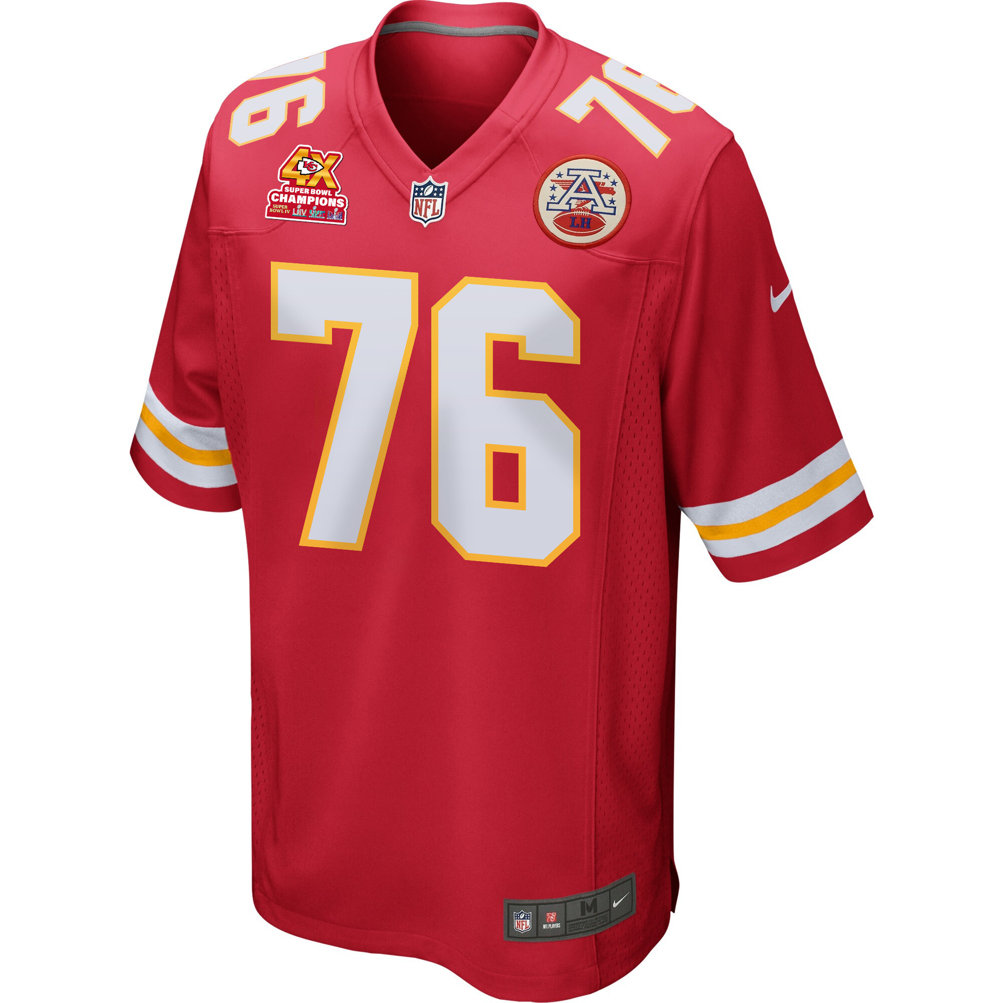 Prince Tega Wanogho 76 Kansas City Chiefs Super Bowl LVIII Champions 4X Game Red NFL Jersey Men's