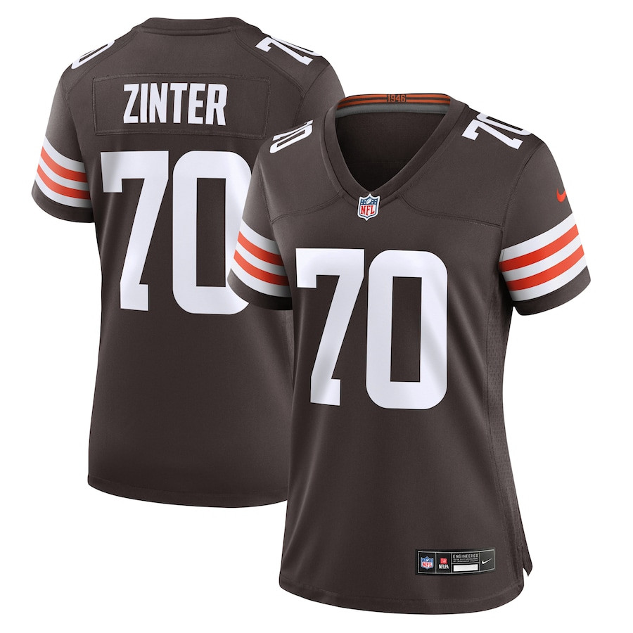 Zak Zinter 70 Cleveland Browns Game Brown NFL Jersey Women's