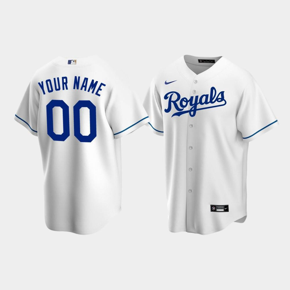 Kansas City Royals 00 Custom White Home MLB Jersey Men's