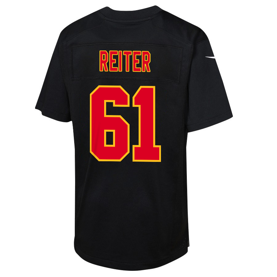 Austin Reiter 61 Kansas City Chiefs Super Bowl LVIII Champions 4X Fashion Game Carbon Black NFL Jersey Youth