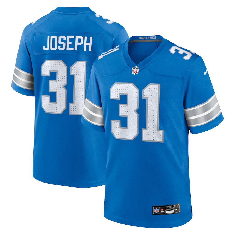 Kerby Joseph 31 Detroit Lions Team Game Blue NFL Jersey Men's