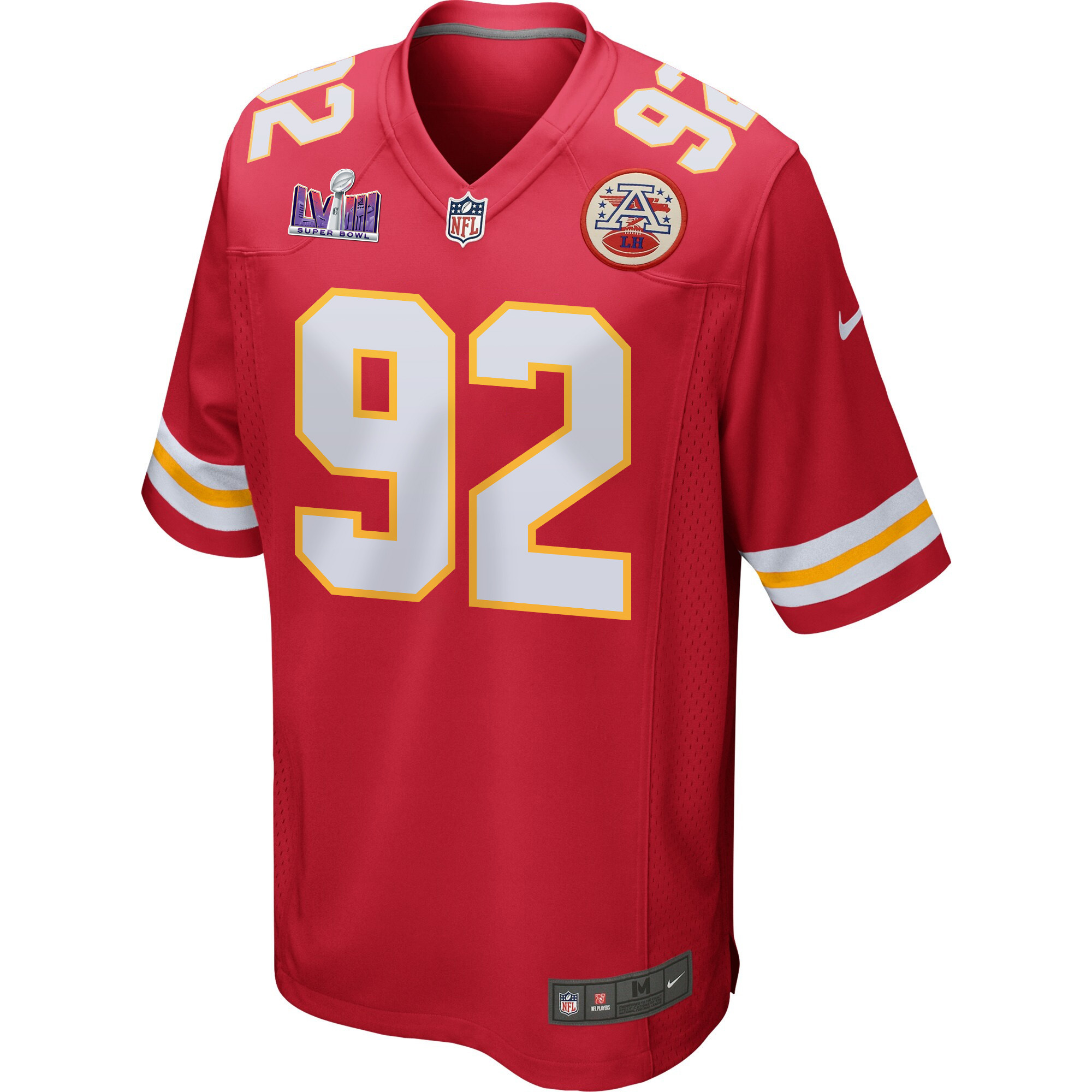 Neil Farrell 92 Kansas City Chiefs Super Bowl LVIII Patch Game Red NFL Jersey Men's