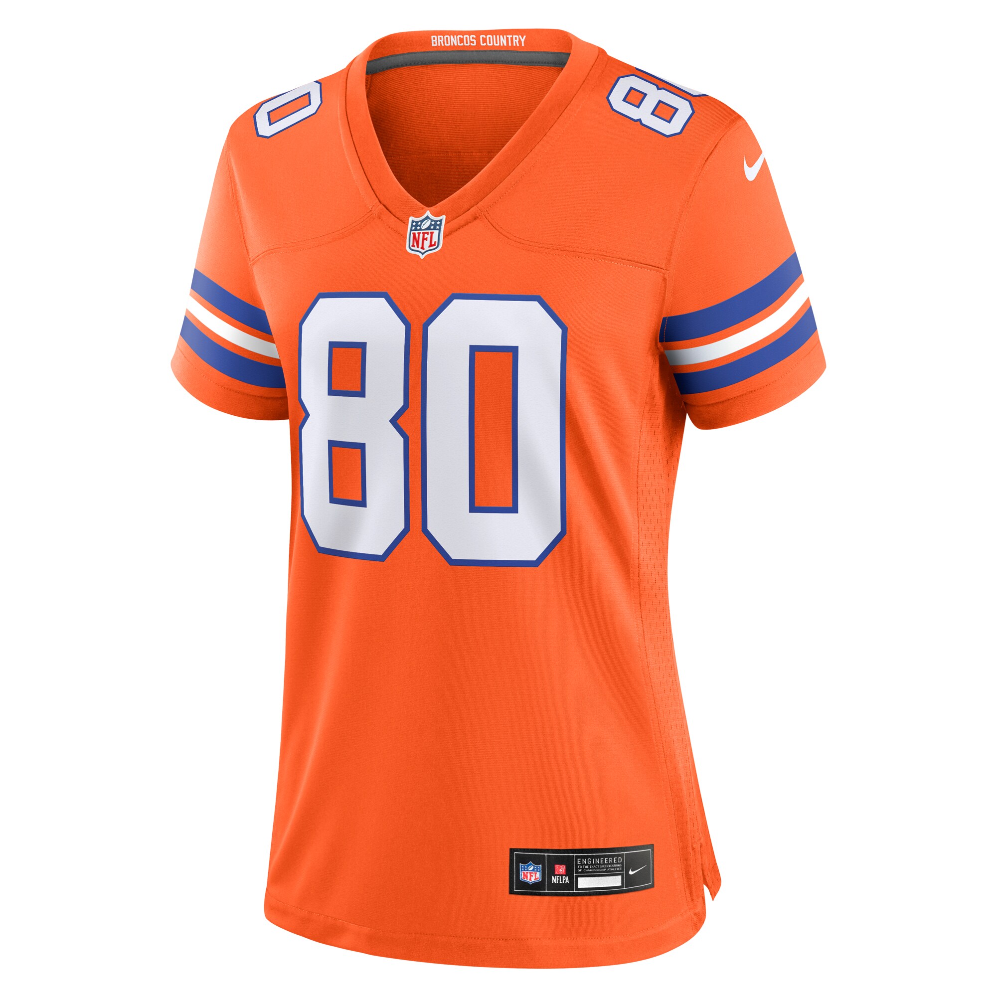 Denver Broncos Rod Smith Orange Mile High Collection 1977 Throwback Retired Player Game NFL Jersey Women's