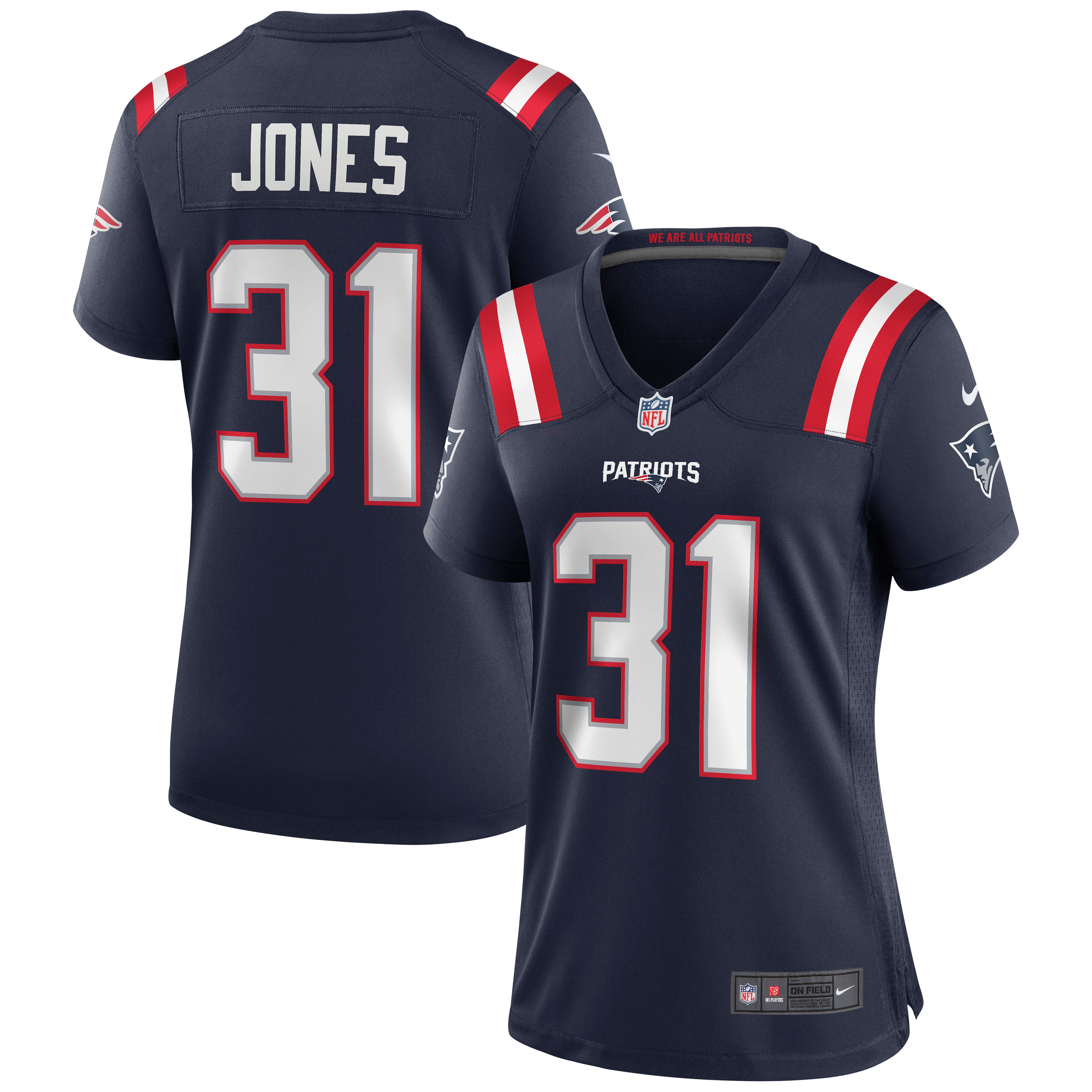 New England Patriots Jonathan Jones Navy Game NFL Jersey Women's