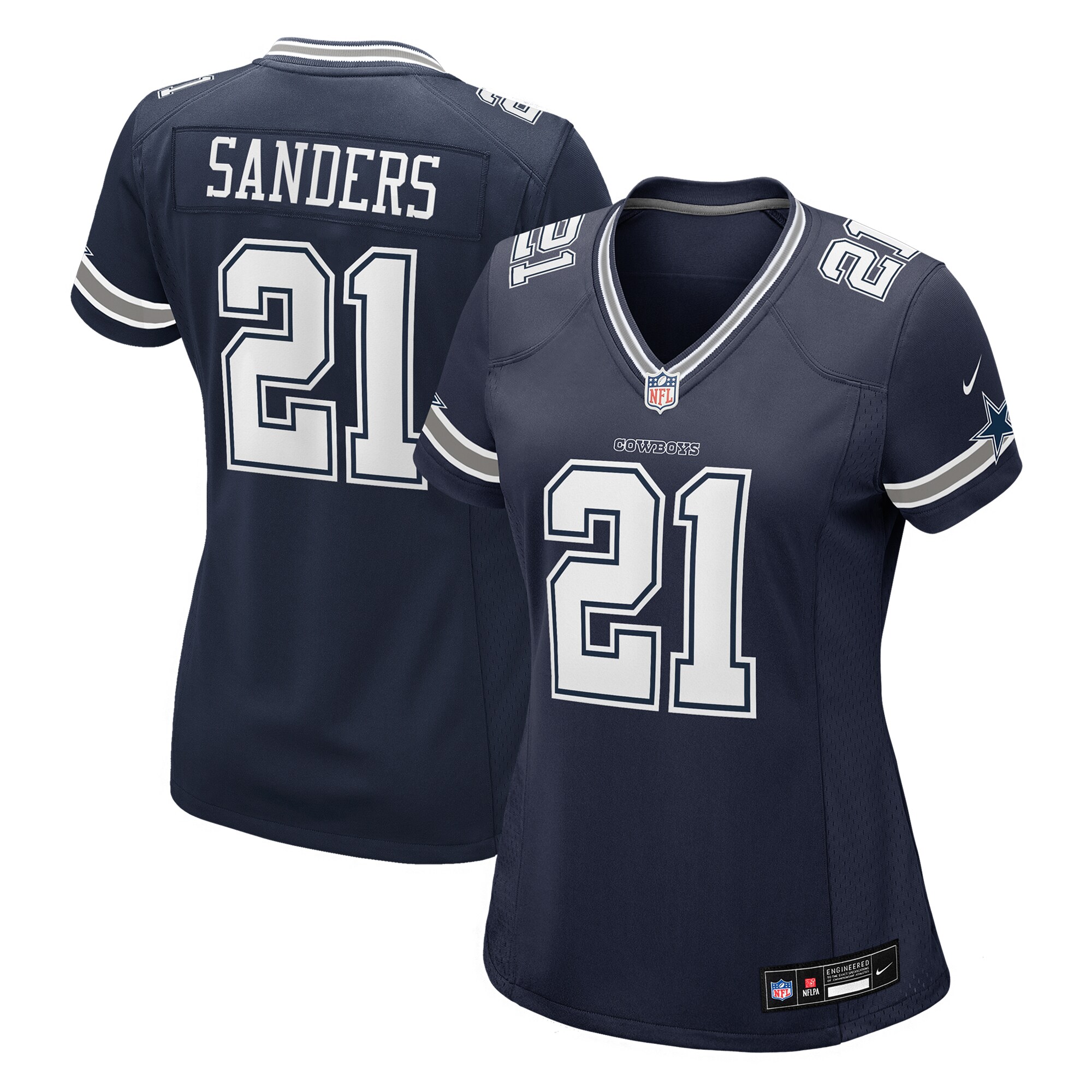 Dallas Cowboys Deion Sanders Navy Team Retired Player Game NFL Jersey Women's