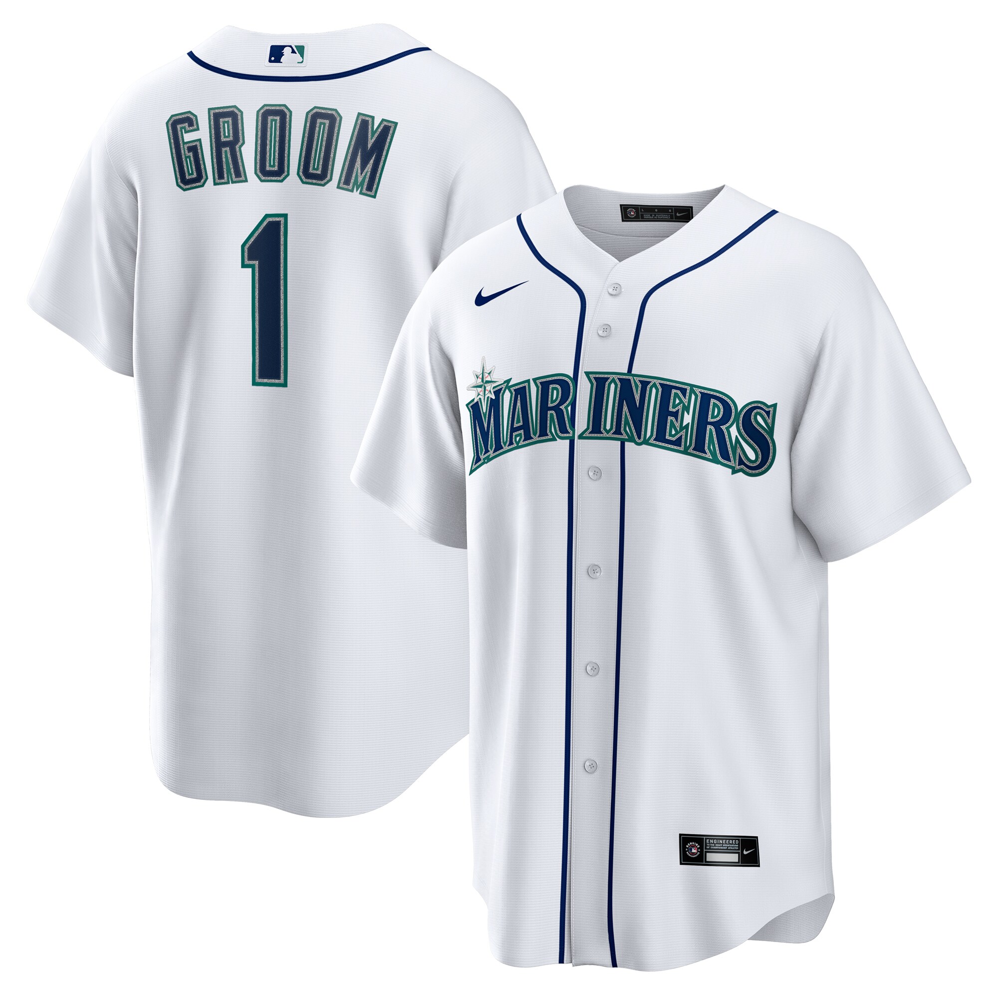 Seattle Mariners White #1 Groom Home MLB Jersey Men's