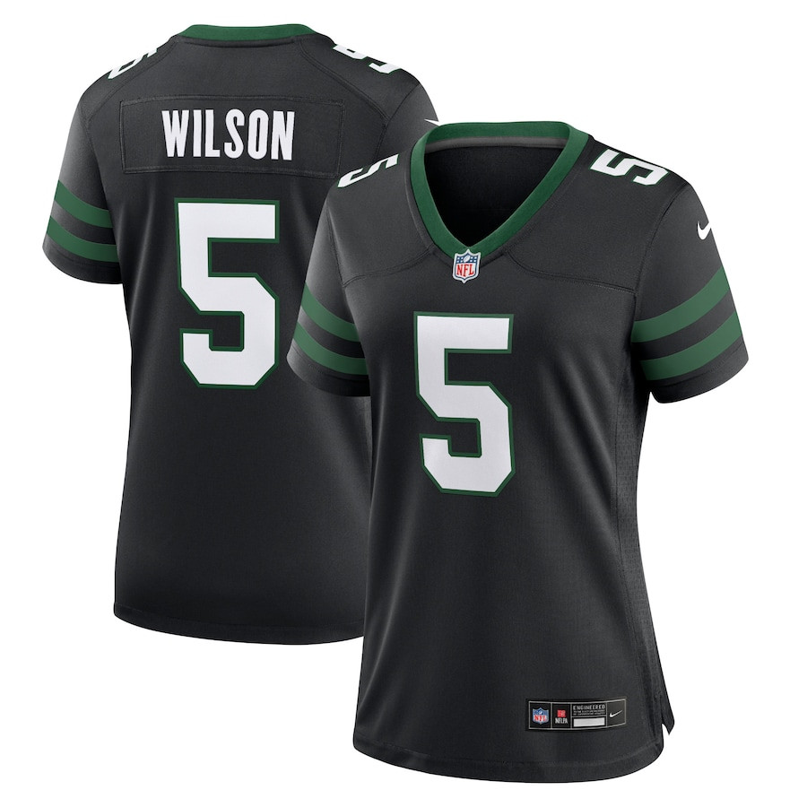 Garrett Wilson 5 New York Jets Alternate Game Legacy Black NFL Jersey Women's