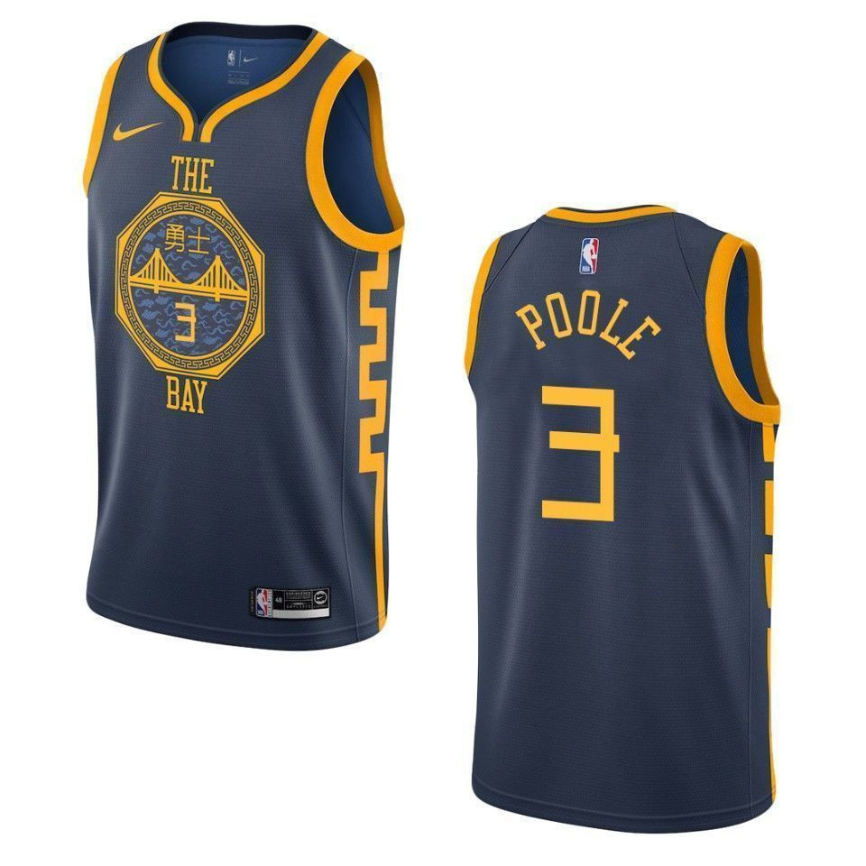 Golden State Warriors 3 Jordan Poole City Swingman Navy NBA Jersey Men's