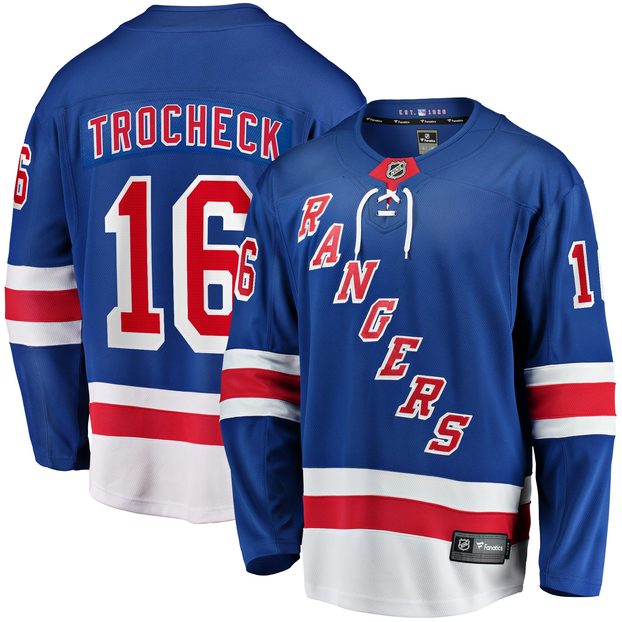 New York Rangers Vincent Trocheck Blue Home Breakaway Player NHL Jersey Men's