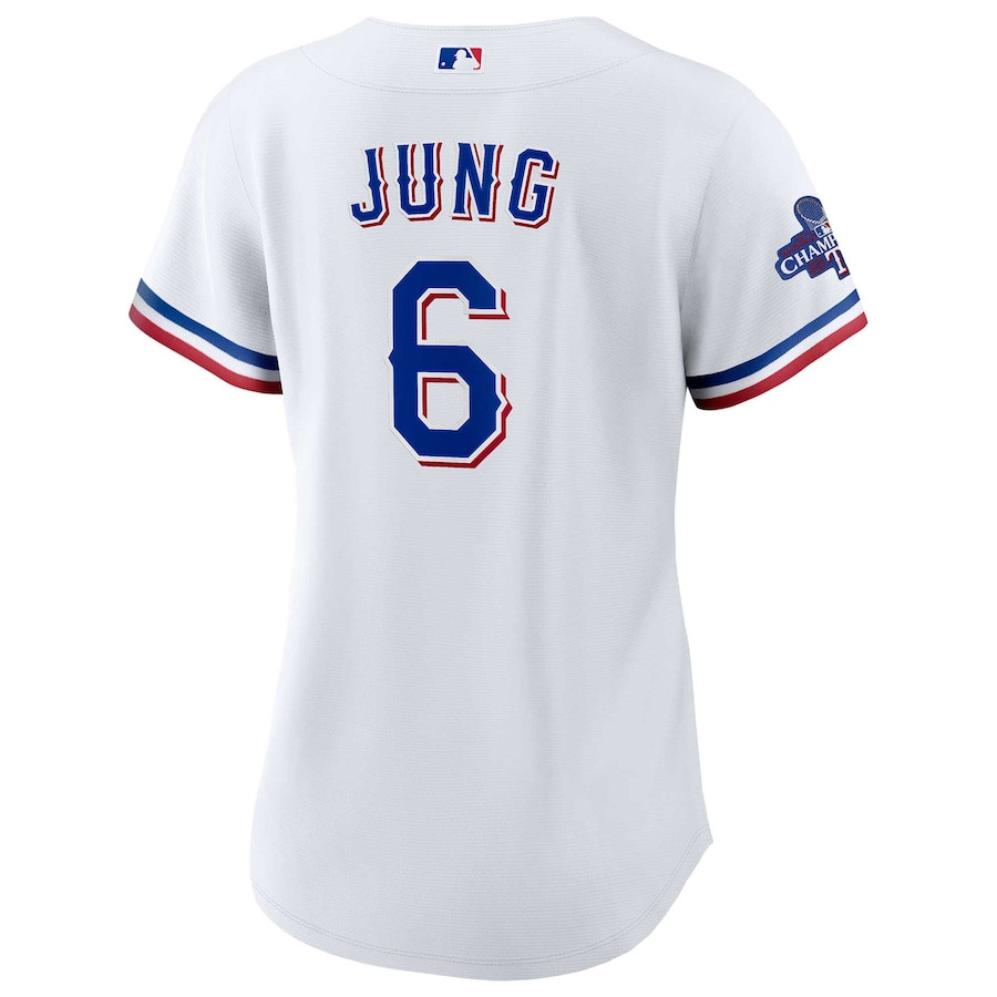 Josh Jung 6 Texas Rangers Home 2023 World Series Champions White MLB Jersey Women's