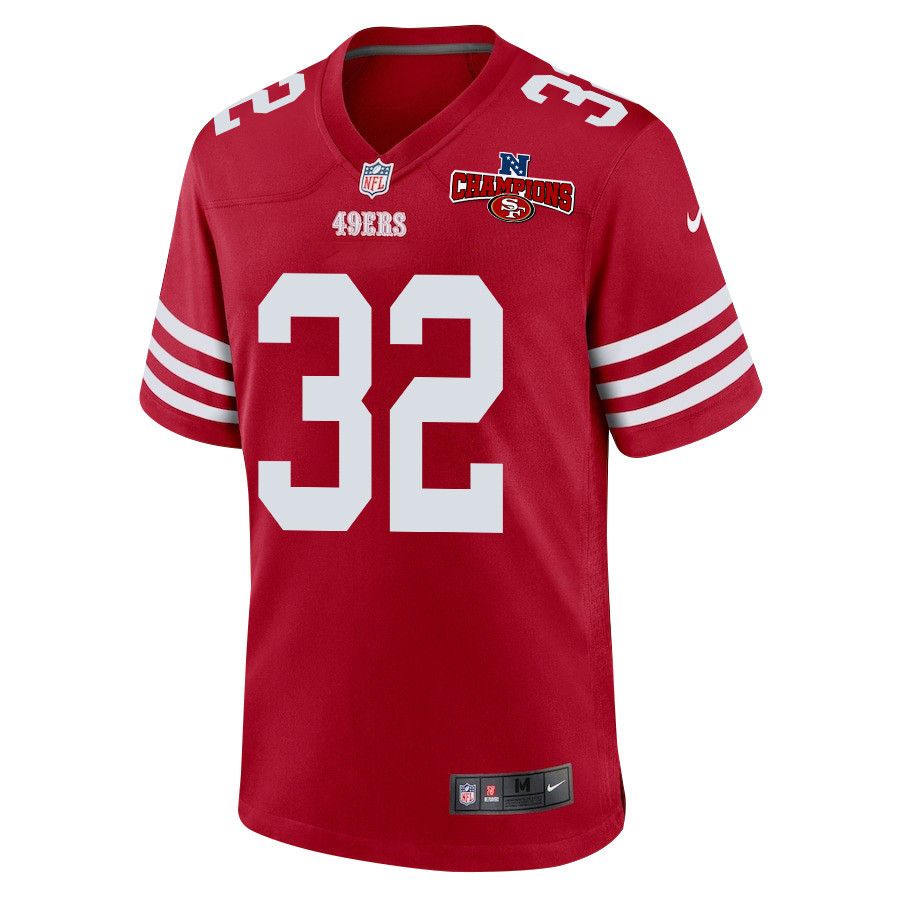 Tyrion Davis-Price 32 San Francisco 49ers NFC Champions Patch Game Scarlet NFL Jersey Men's