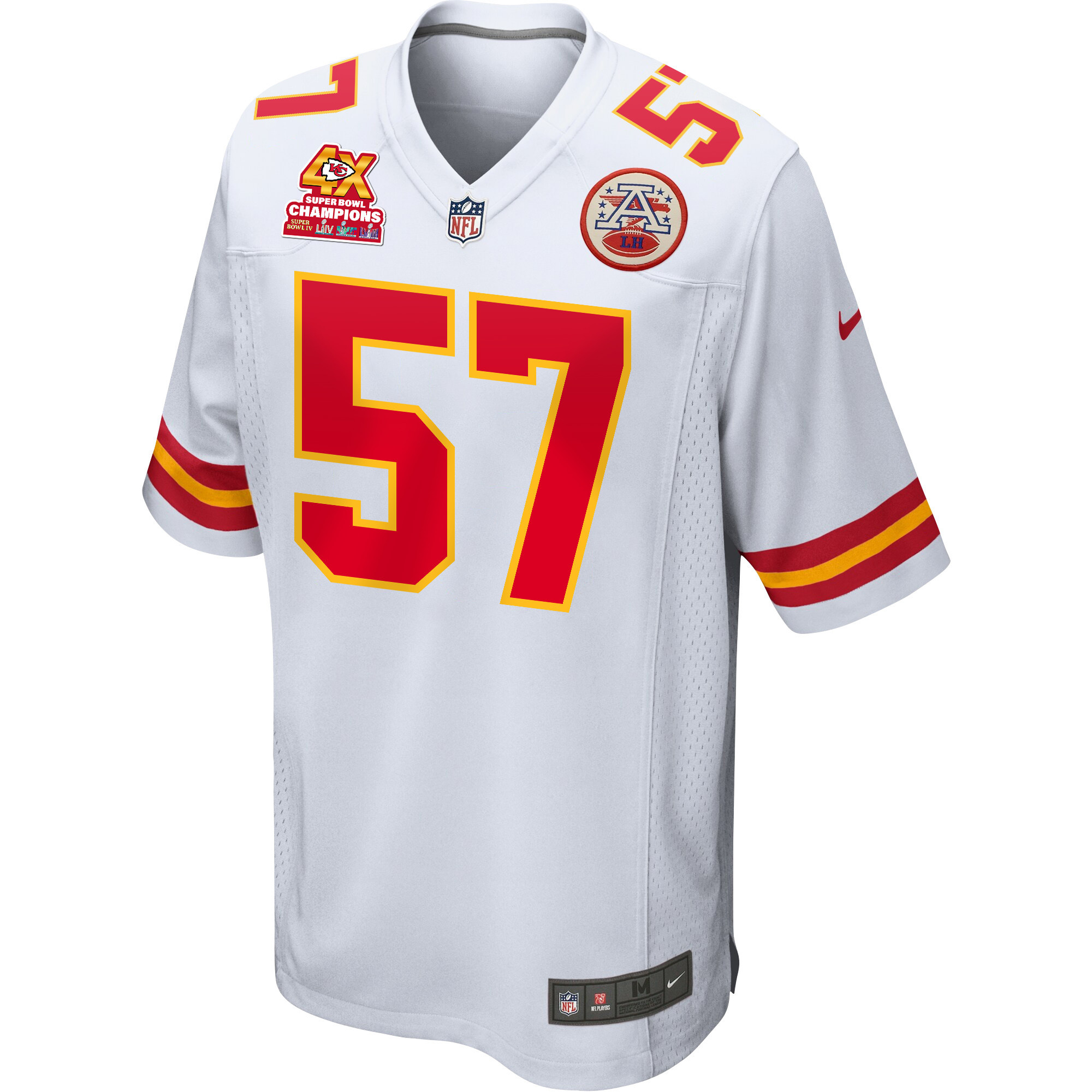 Truman Jones 57 Kansas City Chiefs Super Bowl LVIII Champions 4X Game White NFL Jersey Men's